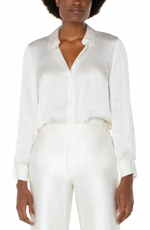 Women Tops Liverpool Los Angeles Long Sleeve Collared Button Front Woven Blouse Whipped Cream Women Tops Liverpool Los Angeles Long Sleeve Collared Button Front Woven Blouse Whipped Cream