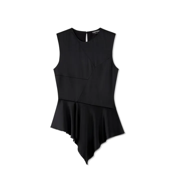 Women Tops Tom Ford Fluid DoubleFaced Satin Asymmetric Top Black