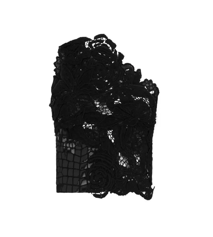 Women Tops Tom Ford Lace And Printed Leather Crop Top Black