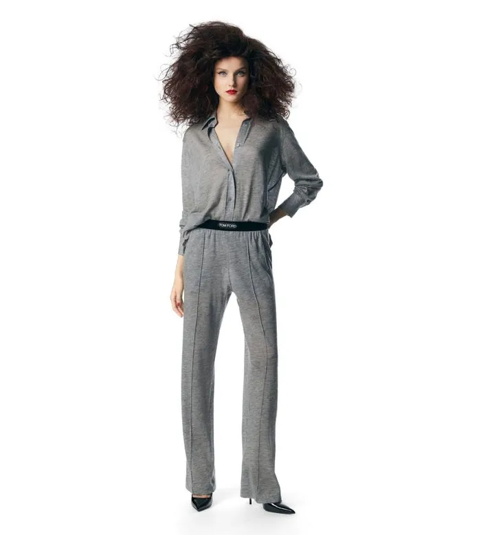 Women Tops Tom Ford Light Cashmere Shirt Grey Melange