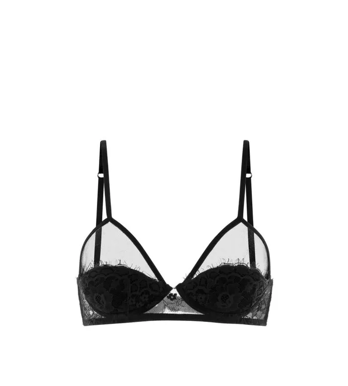 Women Tops Tom Ford Microfloral Chantilly Lace Bra Black