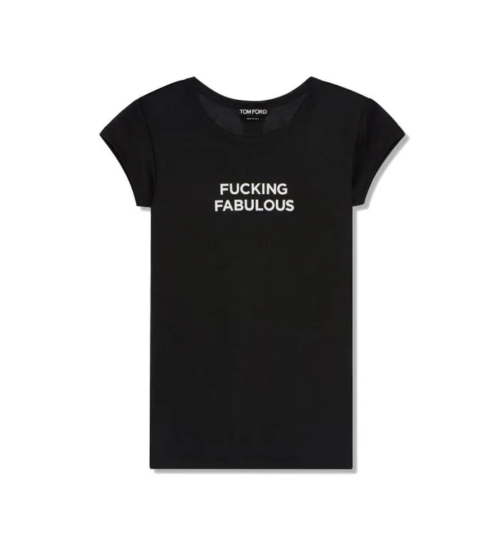 Women Tops Tom Ford Silk Jersey 034Fucking Fabulous034 TShirt Black