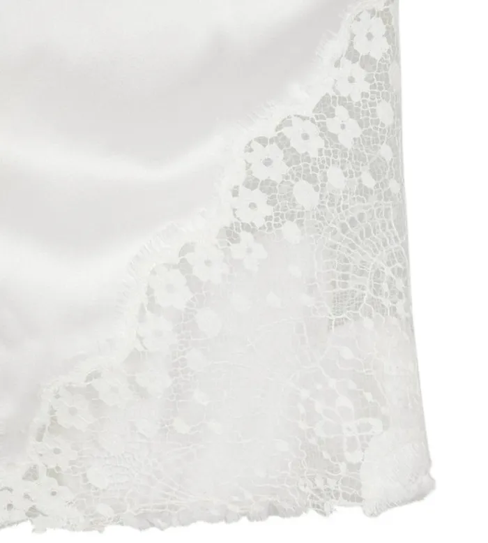 Women Tops Tom Ford Silk Satin Top With Lace Inserts Chalk Women Tops Tom Ford Silk Satin Top With Lace Inserts Chalk