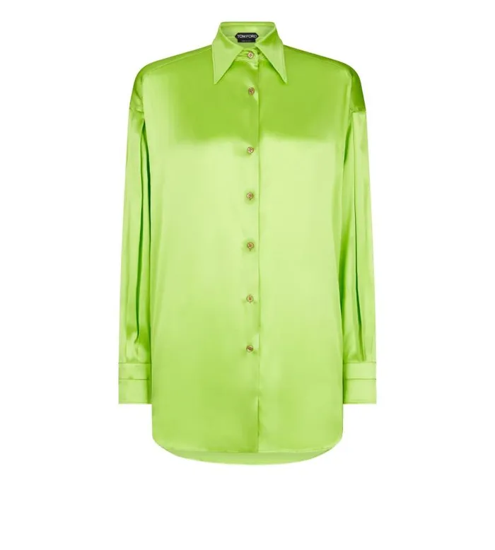 Women Tops Tom Ford Stretch Silk Satin Relaxed Fit Shirt Acido