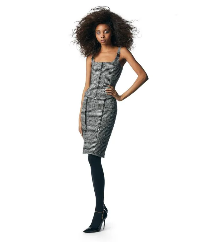 Women Tops Tom Ford Wool Zipped Corset Top Chalk and Black