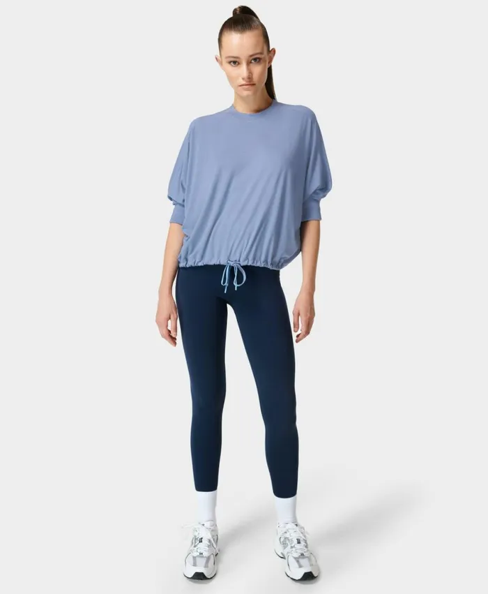 Women Tori Drawstring Top Dusk Blue Sweaty Betty Long Sleeve Tops