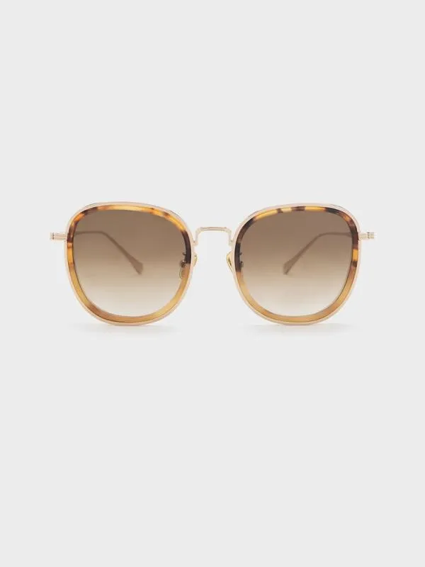 Women Tortoiseshell Recycled Acetate MetallicRim Oversized Sunglasses 8211 T Shell CHARLES and KEITH Square Women Tortoiseshell Recycled Acetate MetallicRim Oversized Sunglasses 8211 T Shell CHARLES and KEITH Square