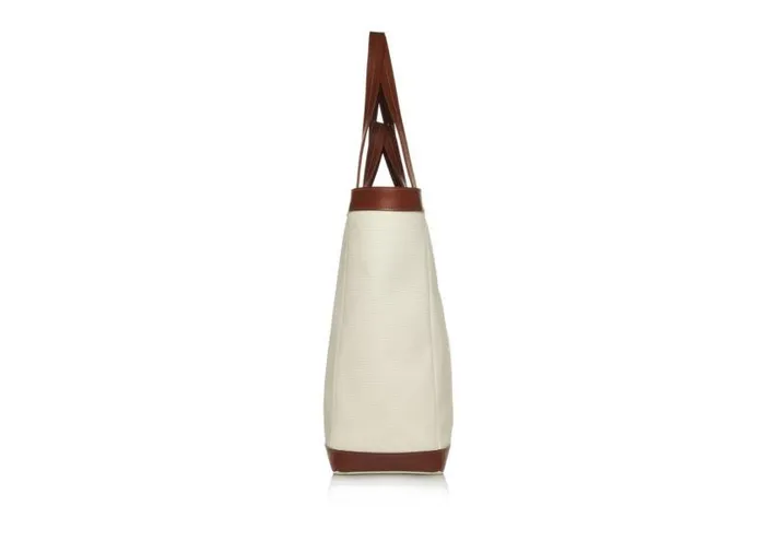 Women Totes Tom Ford Textured Canvas T Screw Medium Shopping Bag Off Whitecuoio Women Totes Tom Ford Textured Canvas T Screw Medium Shopping Bag Off Whitecuoio