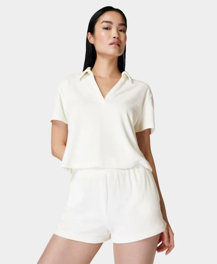 Women Towelling Short Lily White Sweaty Betty Shorts Skirts