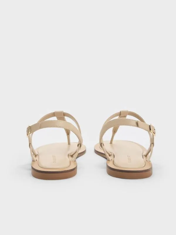 Women Trifina MetallicAccent Thong Sandals 8211 Taupe CHARLES and KEITH Sandals