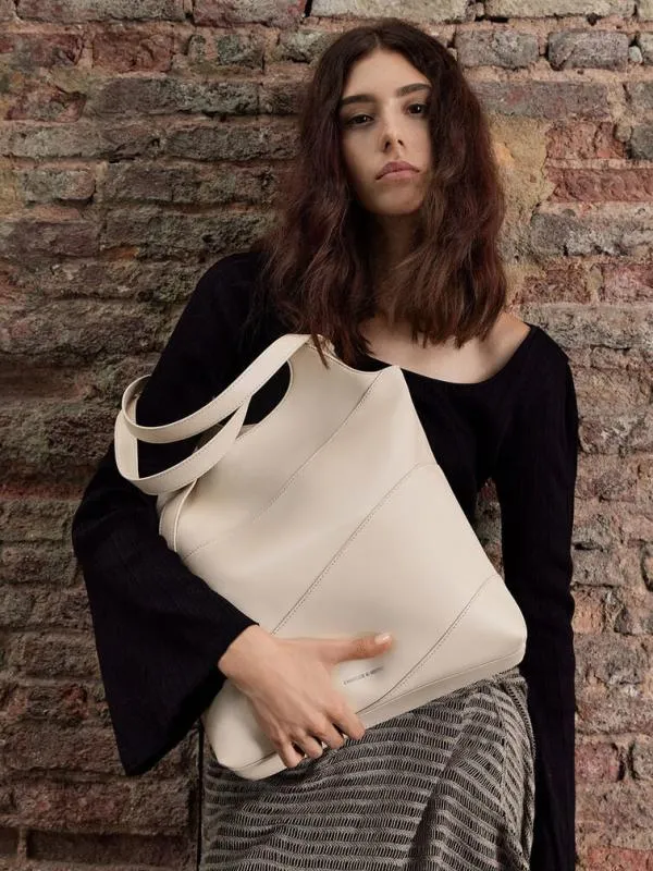 Women Trin Tote Bag 8211 Oat CHARLES and KEITH Slouchy Bags
