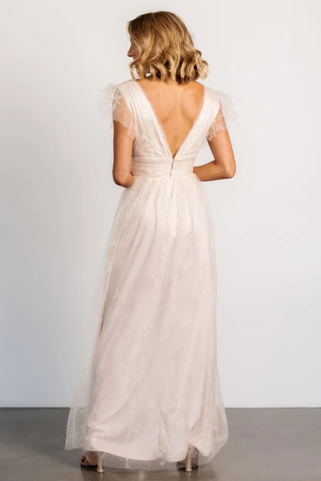 Women Tulle Styles Baltic Born Adalyn Shimmer Maxi Dress Champagne