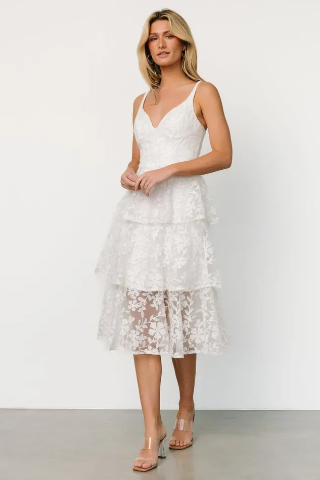 Women Tulle Styles Baltic Born Giavanna Tiered Midi Dress Off White