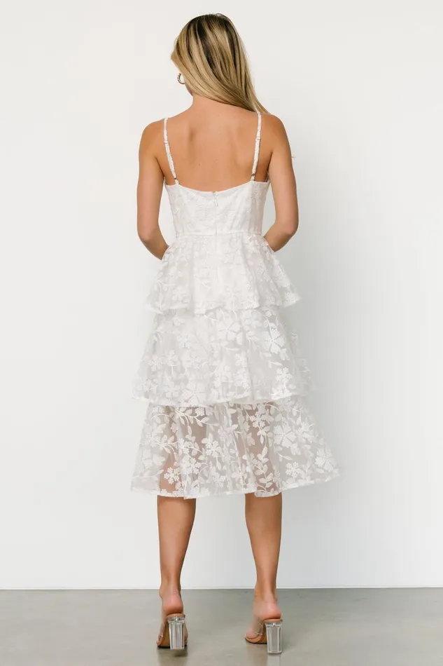 Women Tulle Styles Baltic Born Giavanna Tiered Midi Dress Off White Women Tulle Styles Baltic Born Giavanna Tiered Midi Dress Off White