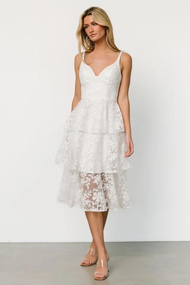 Women Tulle Styles Baltic Born Giavanna Tiered Midi Dress Off White Women Tulle Styles Baltic Born Giavanna Tiered Midi Dress Off White