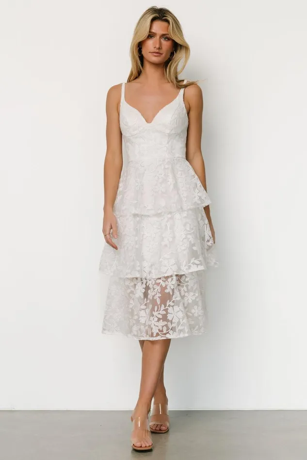 Women Tulle Styles Baltic Born Giavanna Tiered Midi Dress Off White Women Tulle Styles Baltic Born Giavanna Tiered Midi Dress Off White