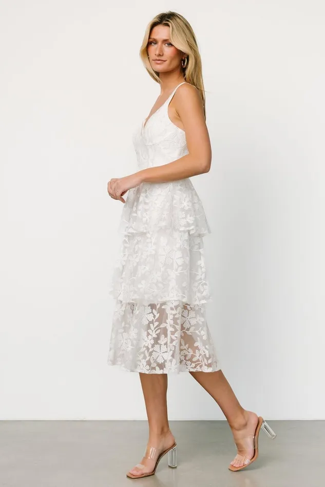 Women Tulle Styles Baltic Born Giavanna Tiered Midi Dress Off White Women Tulle Styles Baltic Born Giavanna Tiered Midi Dress Off White