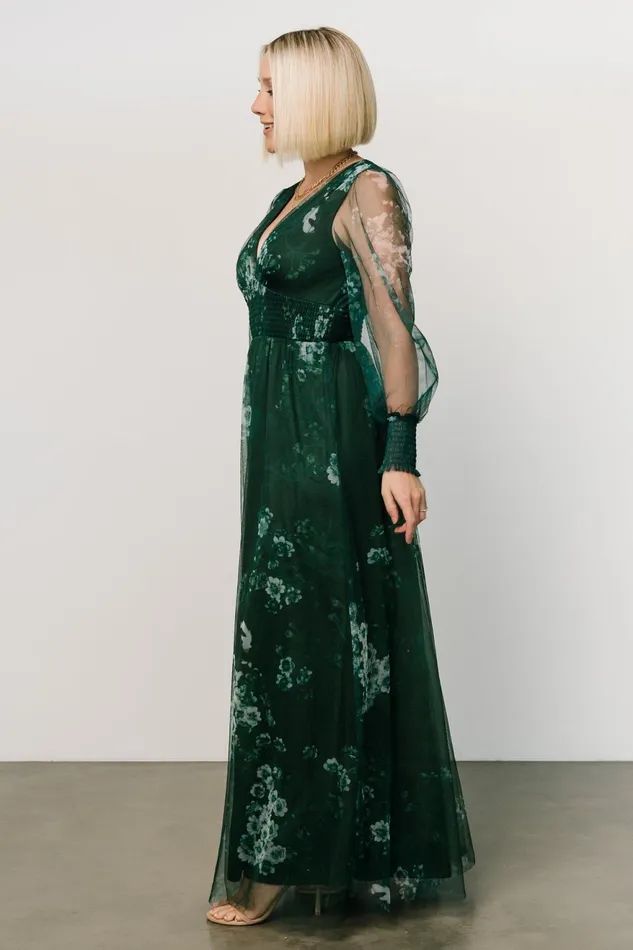Women Tulle Styles Baltic Born Layla Tulle Maxi Dress Dark Green Multi