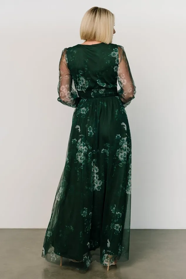 Women Tulle Styles Baltic Born Layla Tulle Maxi Dress Dark Green Multi