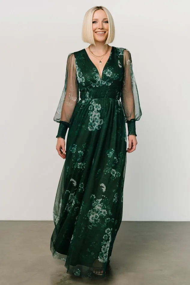 Women Tulle Styles Baltic Born Layla Tulle Maxi Dress Dark Green Multi