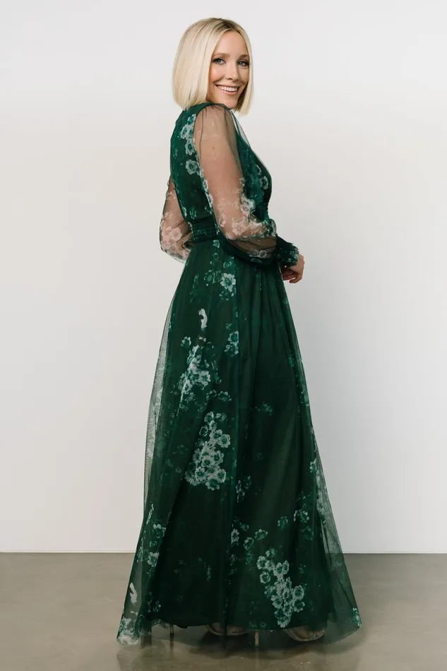 Women Tulle Styles Baltic Born Layla Tulle Maxi Dress Dark Green Multi