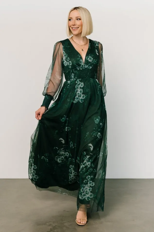 Women Tulle Styles Baltic Born Layla Tulle Maxi Dress Dark Green Multi