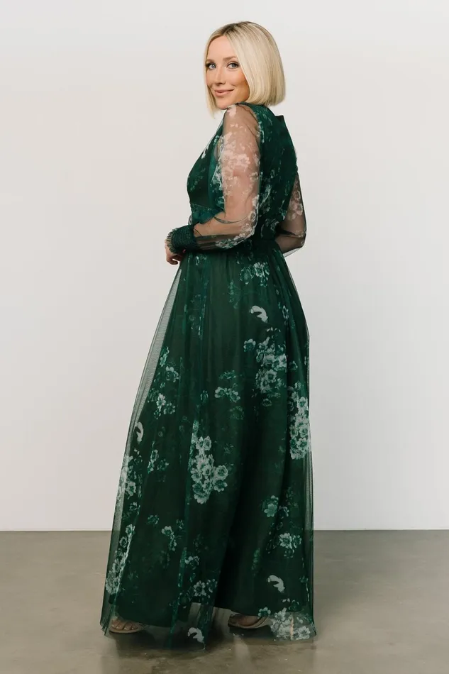 Women Tulle Styles Baltic Born Layla Tulle Maxi Dress Dark Green Multi