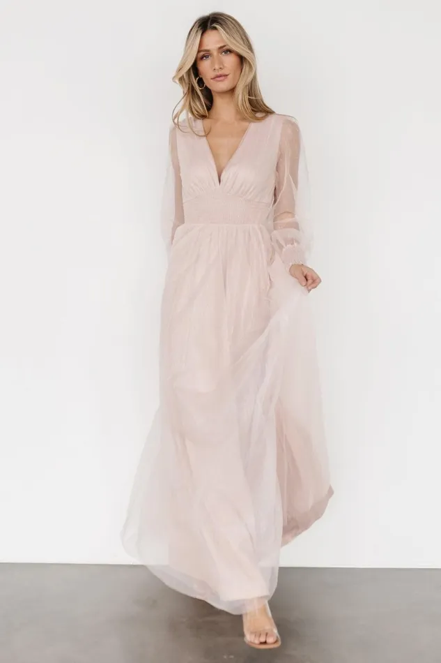 Women Tulle Styles Baltic Born Layla Tulle Maxi Dress Shimmer Pink