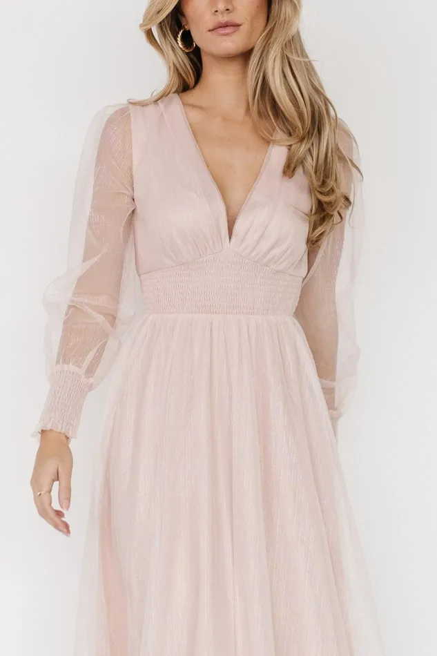 Women Tulle Styles Baltic Born Layla Tulle Maxi Dress Shimmer Pink