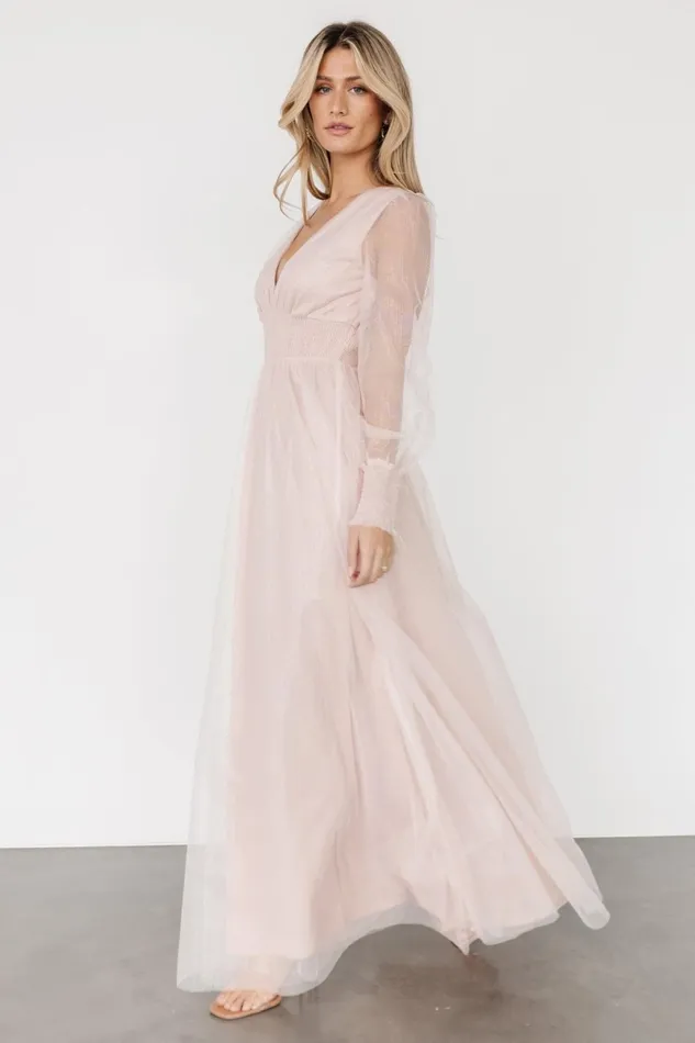 Women Tulle Styles Baltic Born Layla Tulle Maxi Dress Shimmer Pink