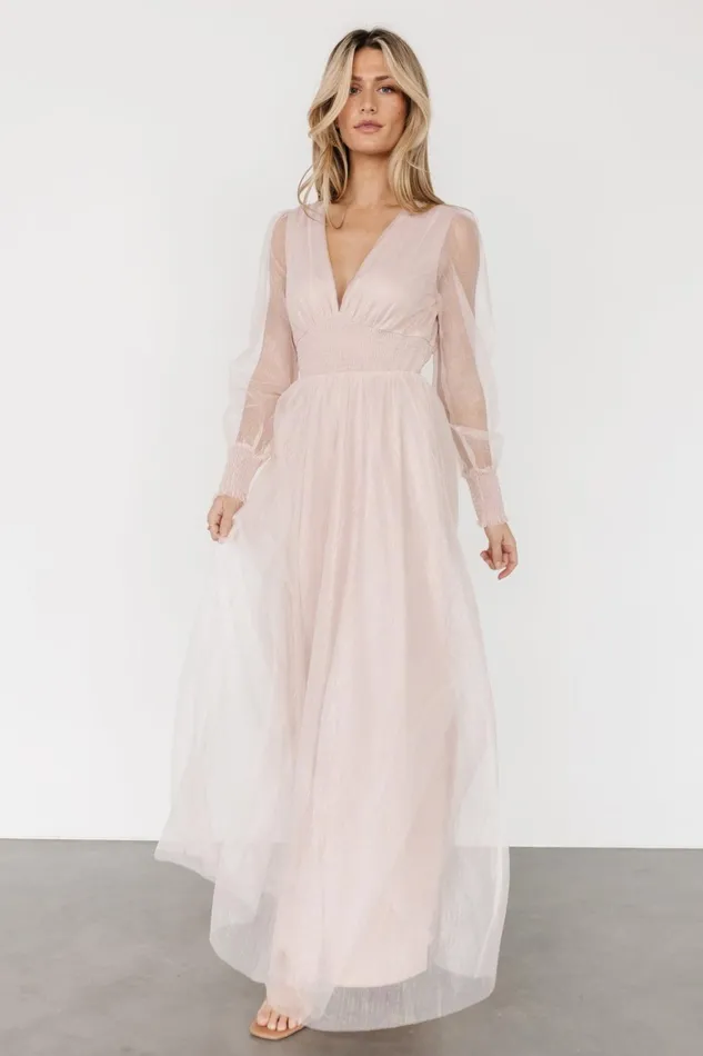 Women Tulle Styles Baltic Born Layla Tulle Maxi Dress Shimmer Pink