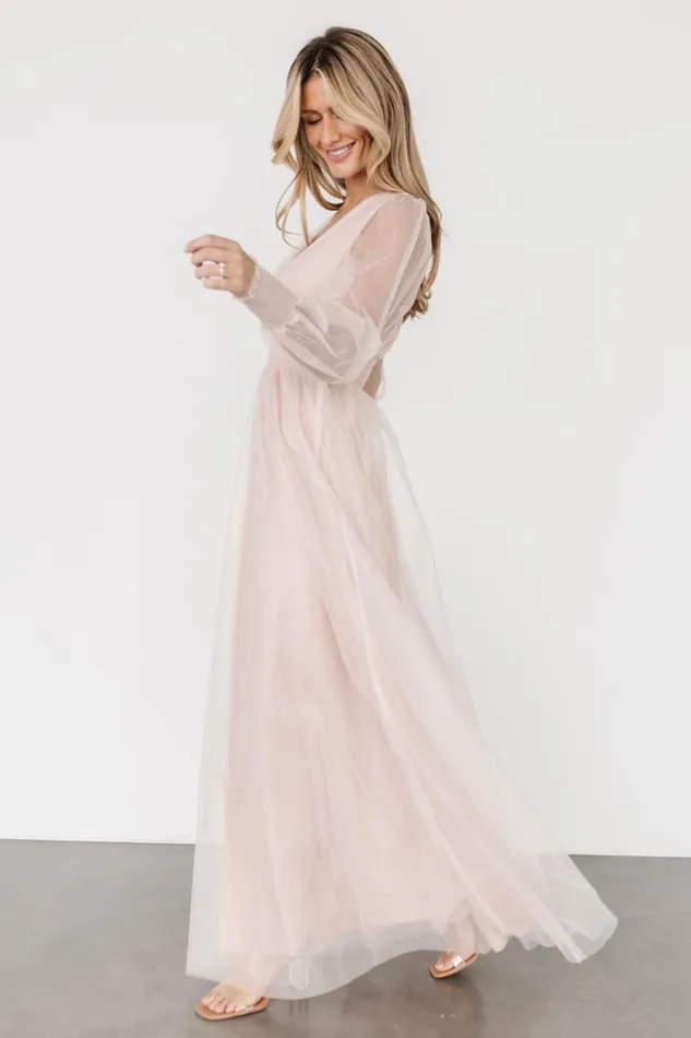 Women Tulle Styles Baltic Born Layla Tulle Maxi Dress Shimmer Pink