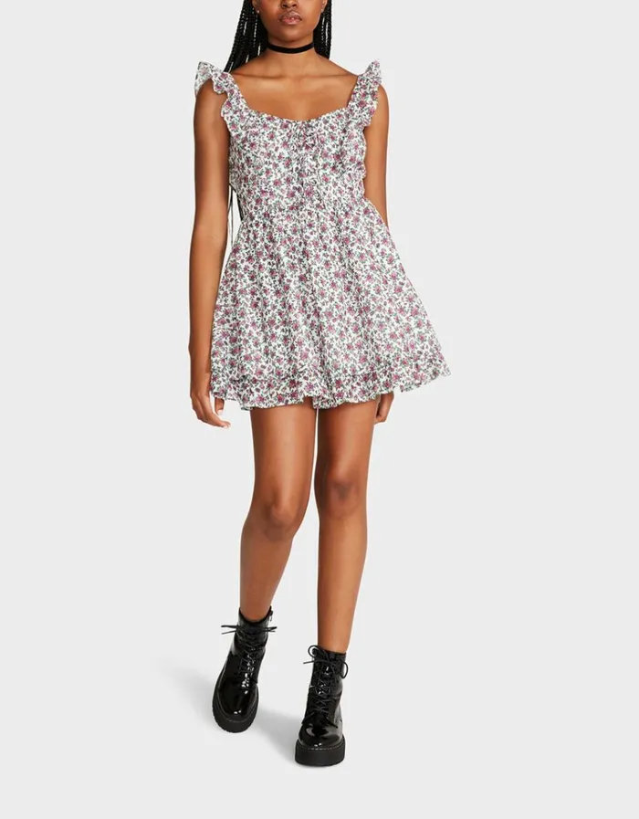 Women VINTAGE DITSY FLORAL MINI DRESS WHITE MULTI Betsey Johnson
