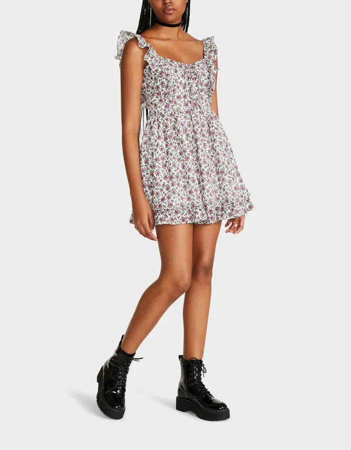 Women VINTAGE DITSY FLORAL MINI DRESS WHITE MULTI Betsey Johnson