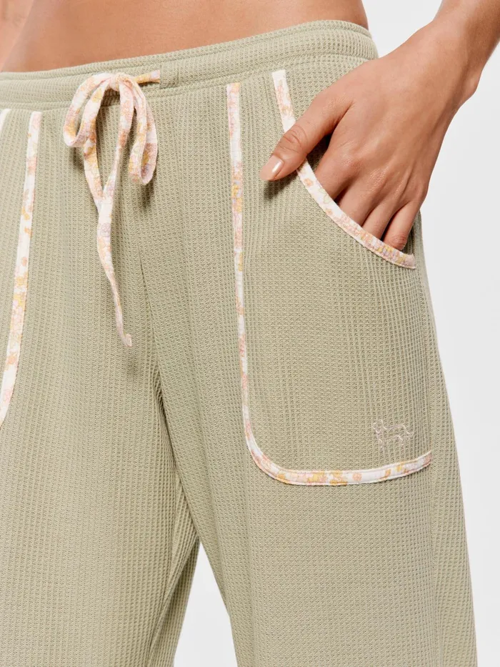 Women Waffle Straight Leg Pj Pant Green Peter Alexander Pants