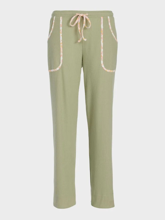 Women Waffle Straight Leg Pj Pant Green Peter Alexander Pants