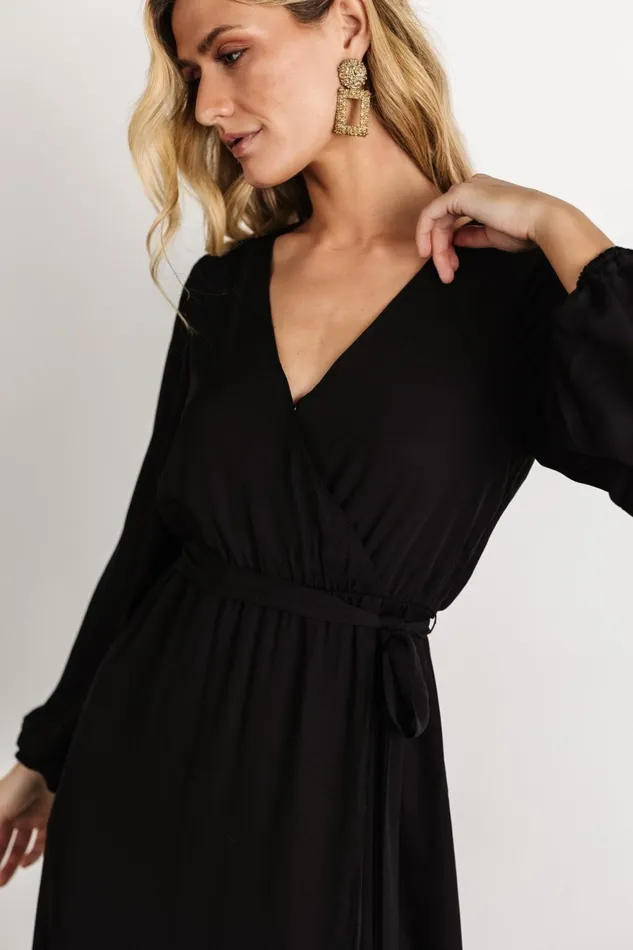 Women Wedding Guest Baltic Born Breanne Faux Wrap Maxi Dress Black