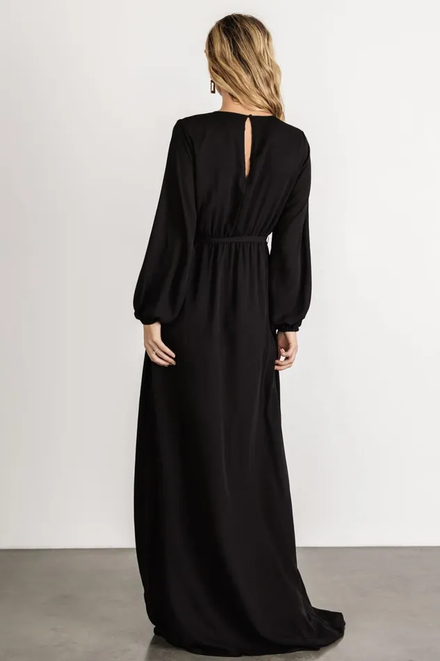 Women Wedding Guest Baltic Born Breanne Faux Wrap Maxi Dress Black