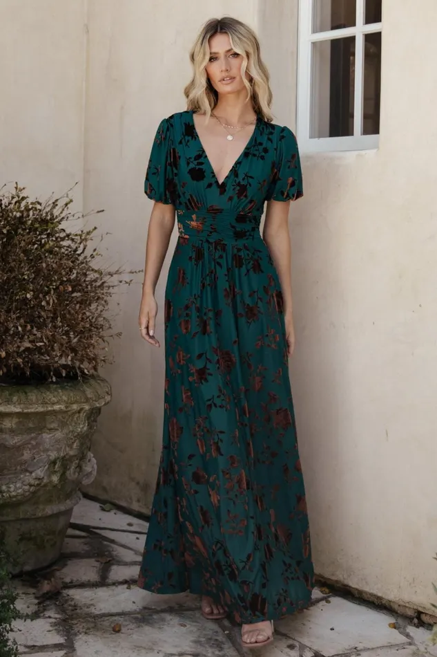 Women Wedding Guest Baltic Born Leslie Velvet Maxi Dress Bronze Jade Women Wedding Guest Baltic Born Leslie Velvet Maxi Dress Bronze Jade