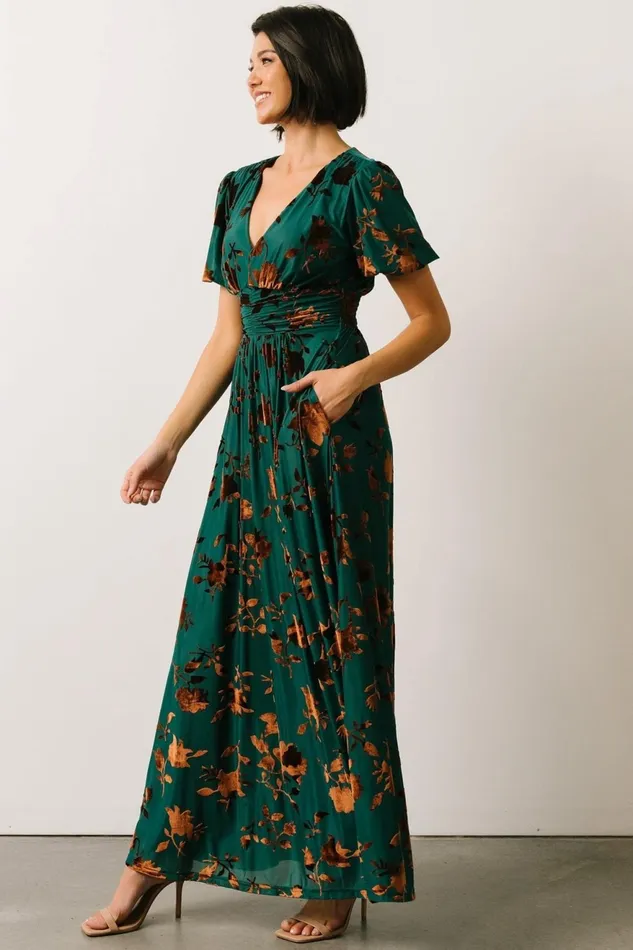 Women Wedding Guest Baltic Born Leslie Velvet Maxi Dress Bronze Jade Women Wedding Guest Baltic Born Leslie Velvet Maxi Dress Bronze Jade