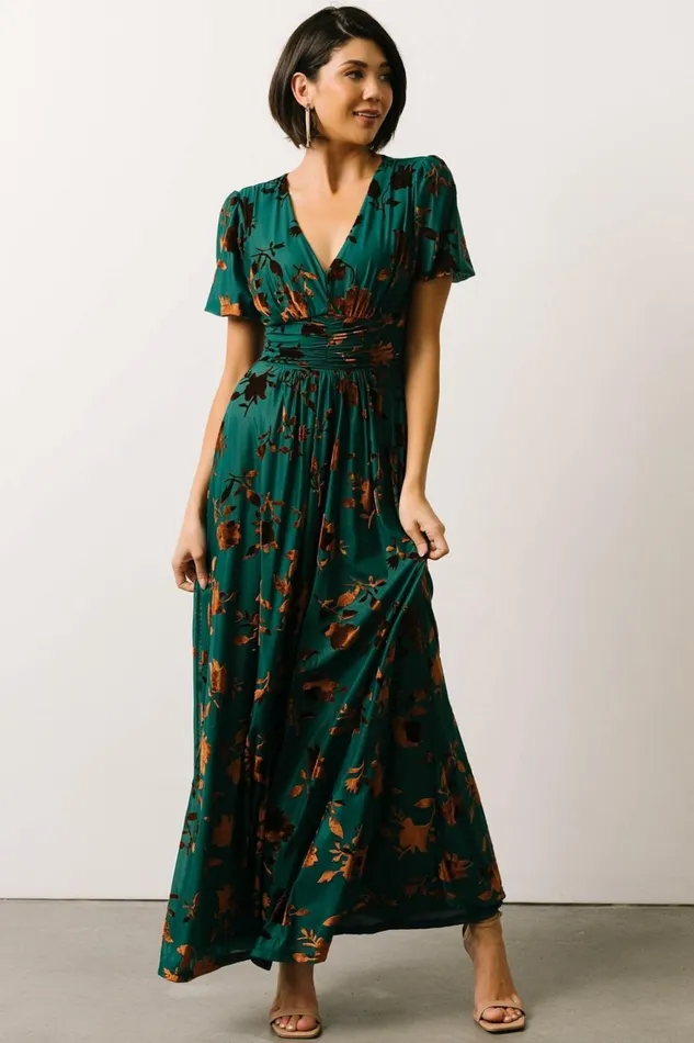 Women Wedding Guest Baltic Born Leslie Velvet Maxi Dress Bronze Jade Women Wedding Guest Baltic Born Leslie Velvet Maxi Dress Bronze Jade