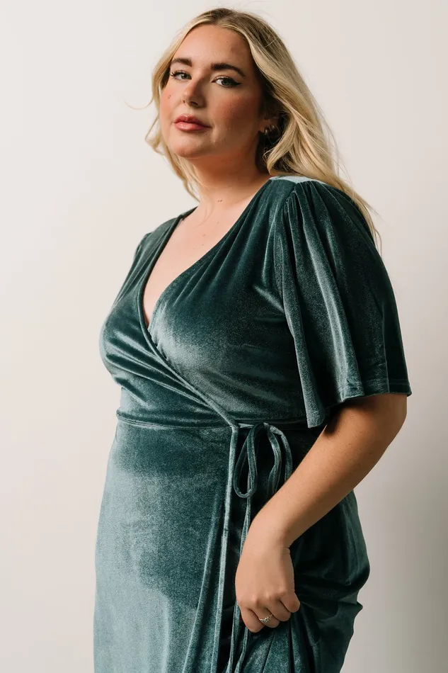 Women Wedding Guest Baltic Born Meghan Velvet Wrap Maxi Dress Persian Blue Women Wedding Guest Baltic Born Meghan Velvet Wrap Maxi Dress Persian Blue