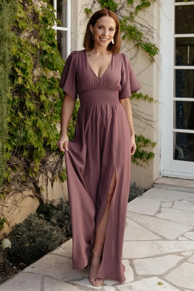 Women Wedding Guest Baltic Born Verona Smocked Maxi Dress Vintage Plum