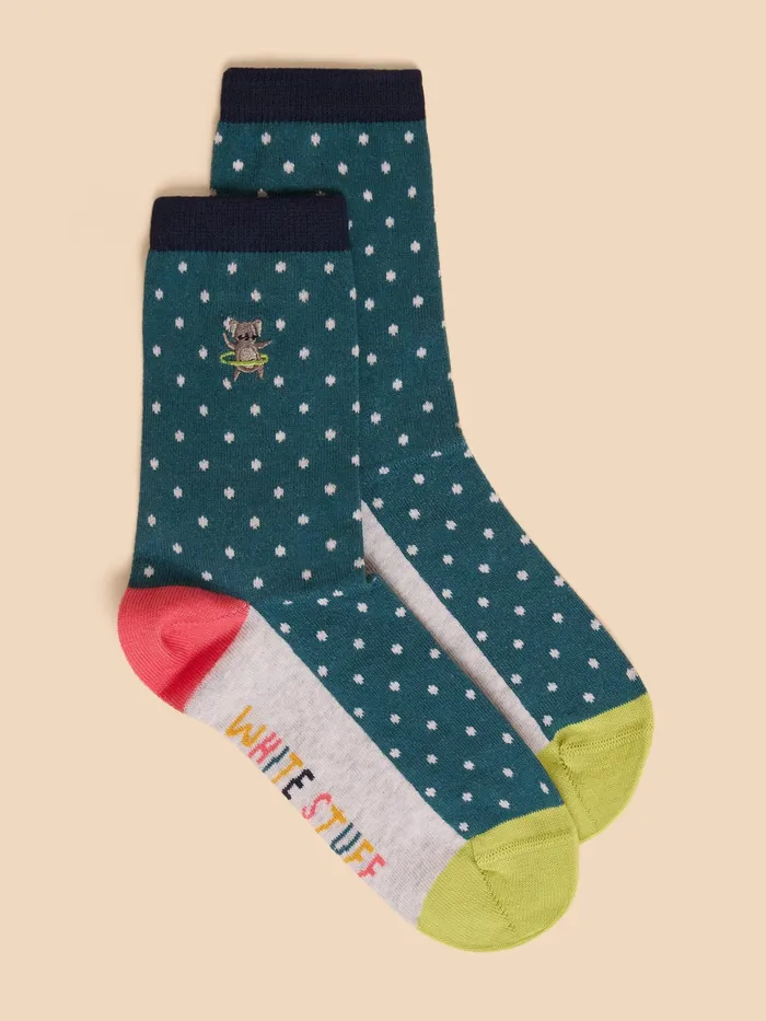 Women White Stuff Accessories Embroidered Koala Ankle Sock