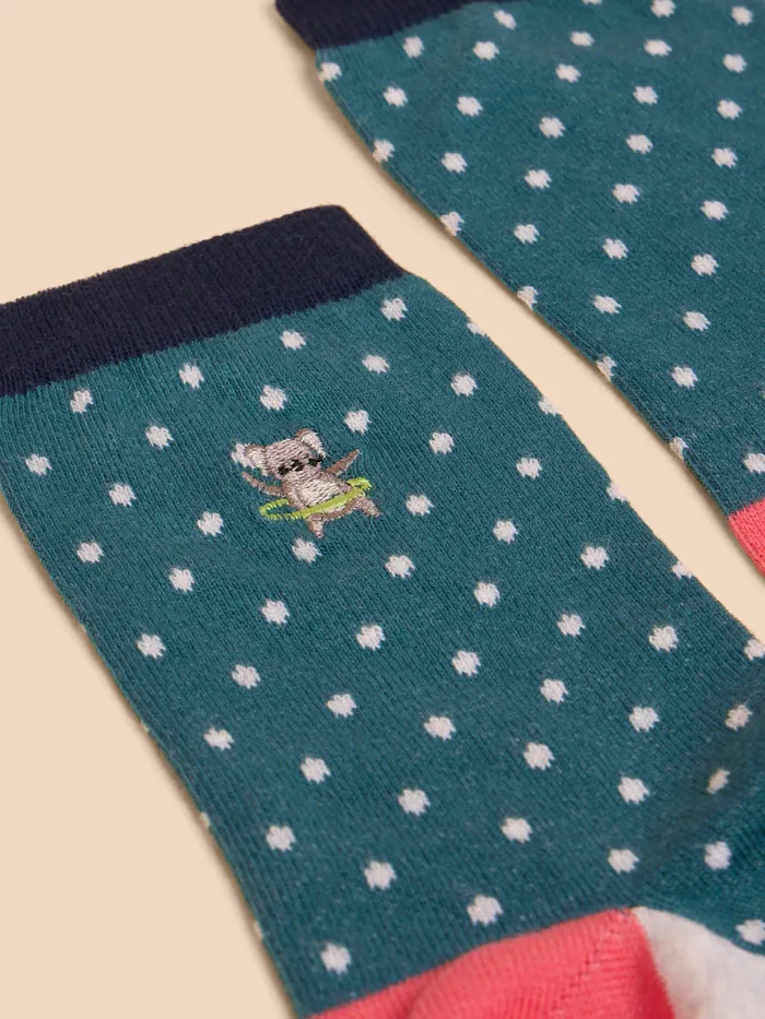 Women White Stuff Accessories Embroidered Koala Ankle Sock Women White Stuff Accessories Embroidered Koala Ankle Sock