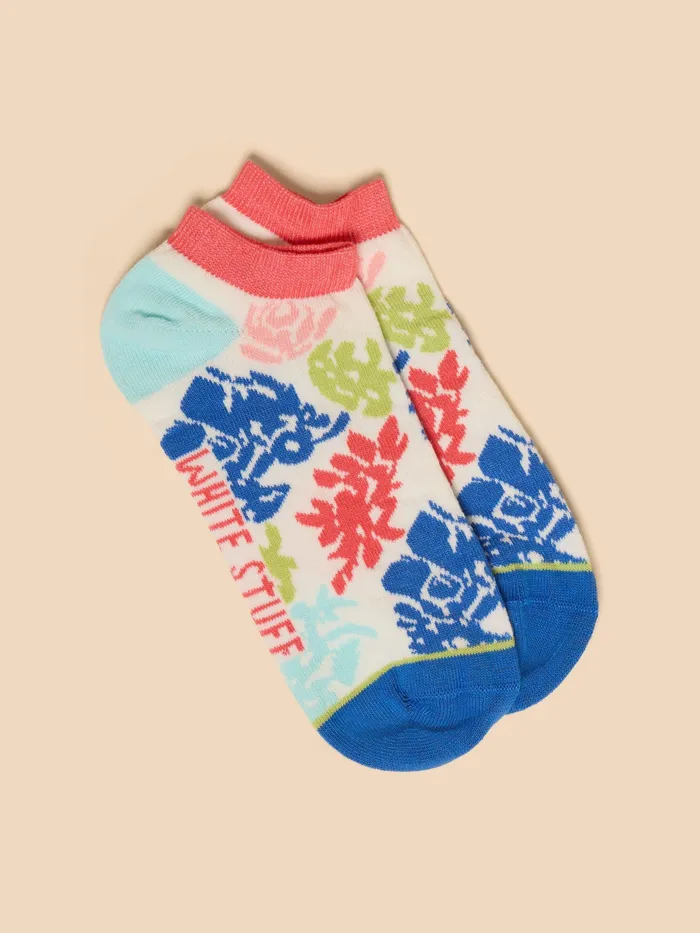 Women White Stuff Accessories Pastel Floral Trainer Sock