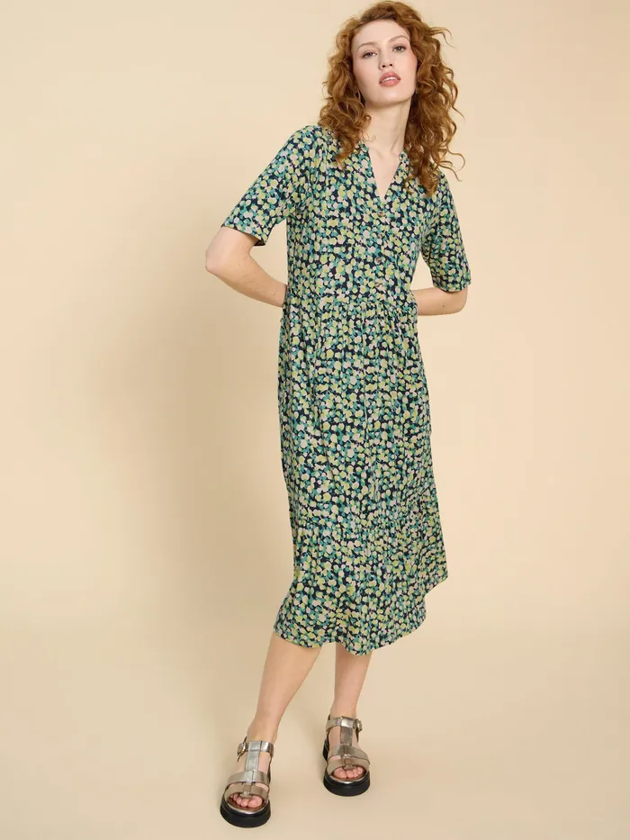 Women White Stuff Clothing Naya Jersey Printed Tiered Dress