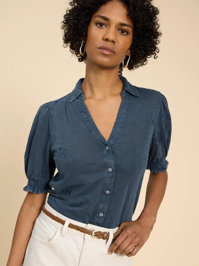 Women White Stuff Clothing PENELOPE EMBROIDERED SHIRT