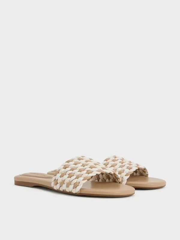 Women Woven OpenToe Slides 8211 Multi CHARLES and KEITH Sandals
