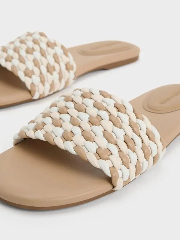 Women Woven OpenToe Slides 8211 Multi CHARLES and KEITH Sandals